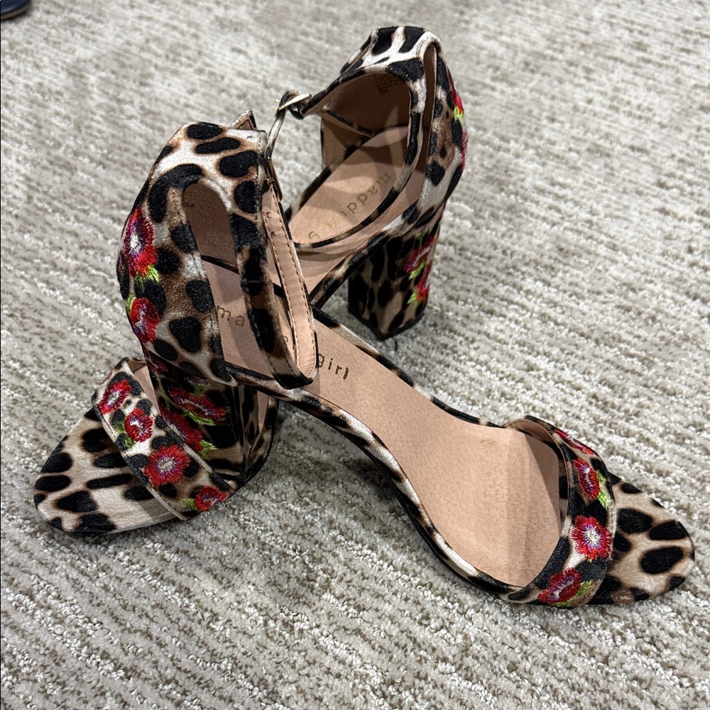 Madden Girl Leopard Print Women's Heels with Floral Accents Size 9